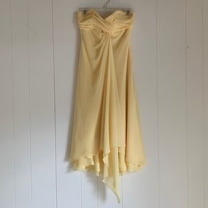 Davids bridal size small strapless yellow bridesmaid dress